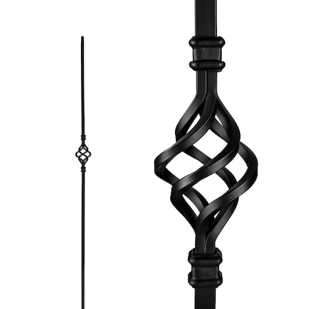 Nuvo Iron in Square x 44in Long Black Steel Interior Balusters - Single Basket, 12PK SQI1B-12MP